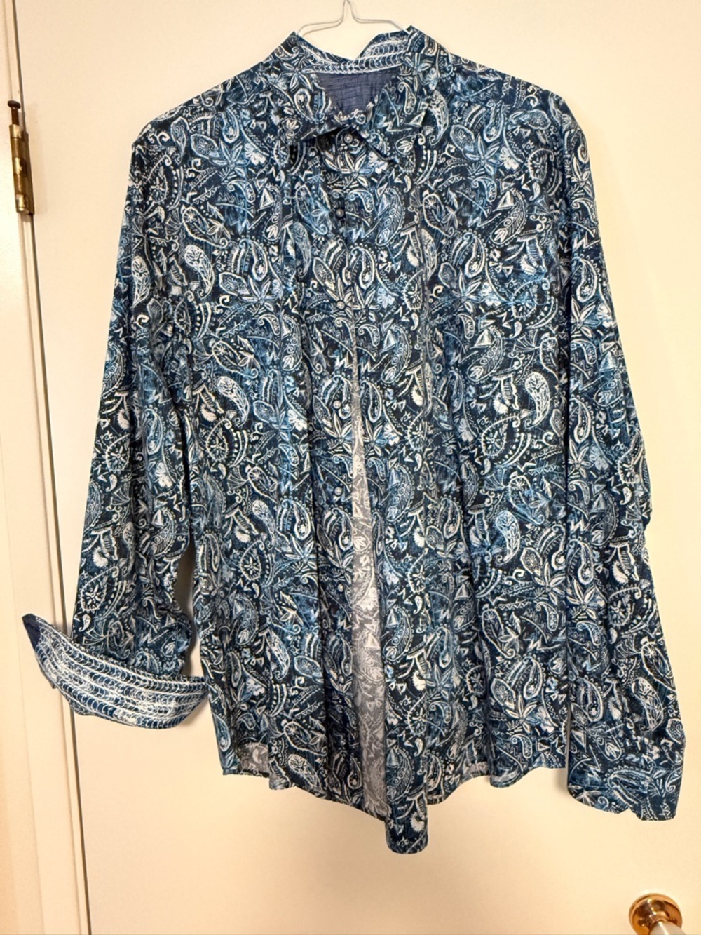 Blue Robert Graham Long-Sleeve Button-Up Shirt 2x - Picture 3 of 6
